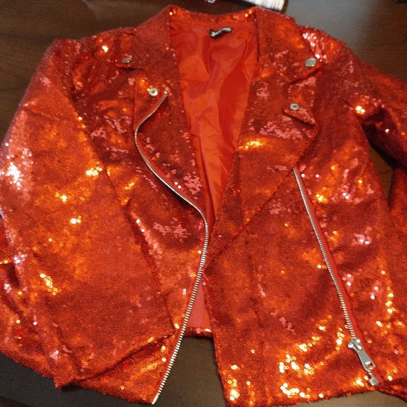 JO JO'S CLOSET RED SEQUIN JACKET.... EUC - Picture 1 of 6